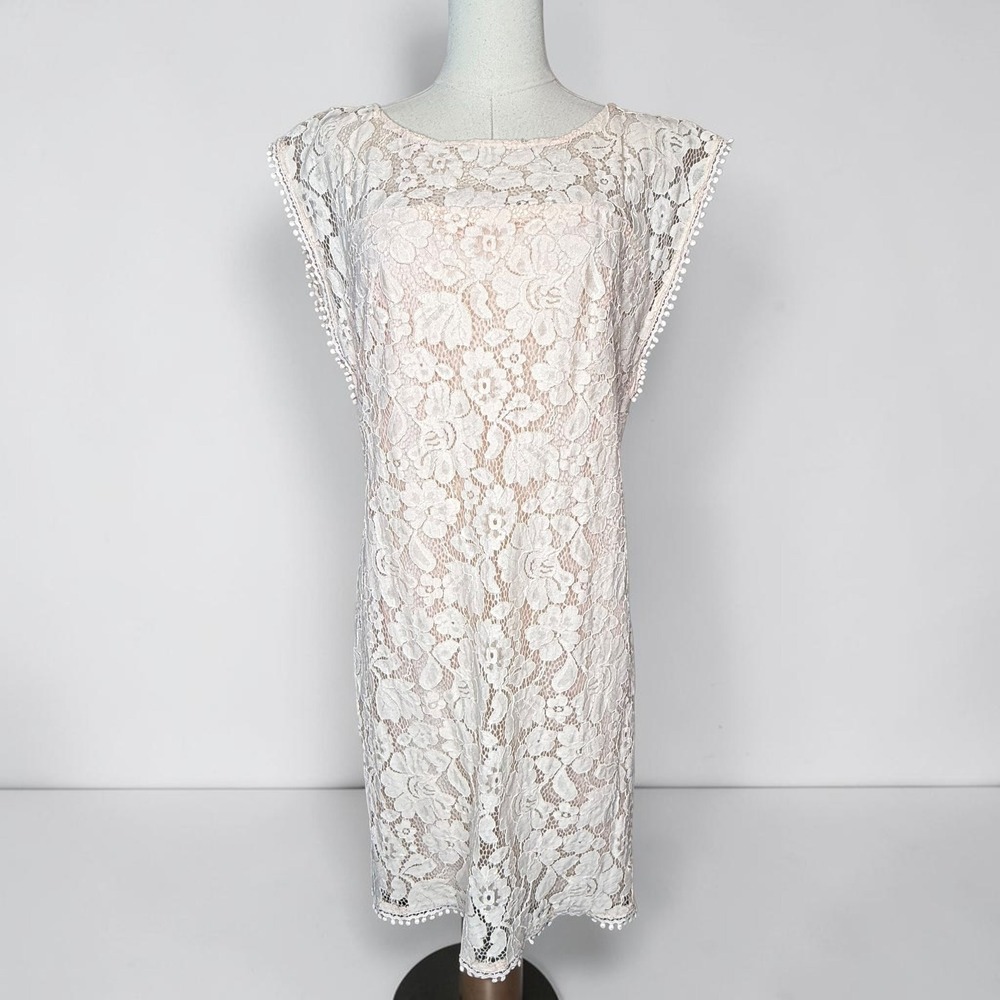 Vince Camuto Lace Flutter Sleeve Sheath Dress Pale Blush Pink size 10